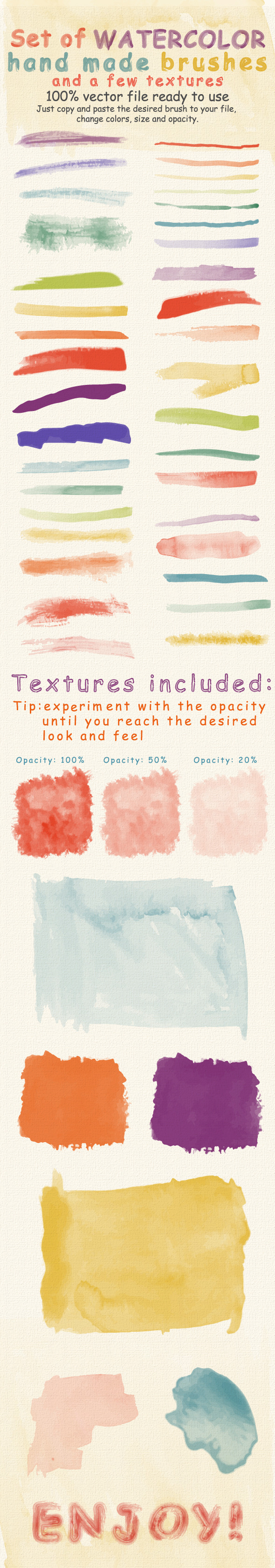 Set of Watercolor Brushes and Textures Set of Watercolor Brushes and Textures