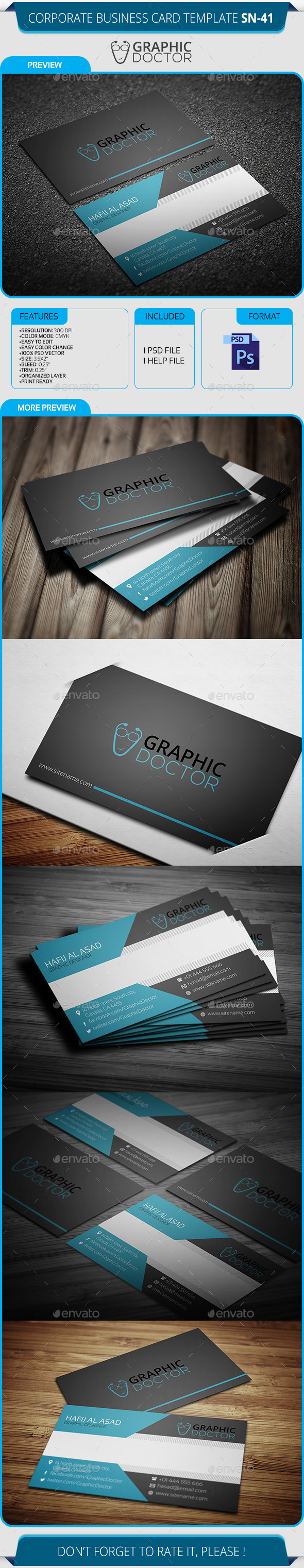 GraphicRiver Corporate Business Card Template SN-41 8804410 GraphicRiver Corporate Business Card Template SN-41 8804410