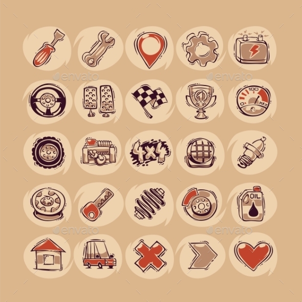 GraphicRiver Retro Cars Icons Set 8804771 GraphicRiver Retro Cars Icons Set 8804771