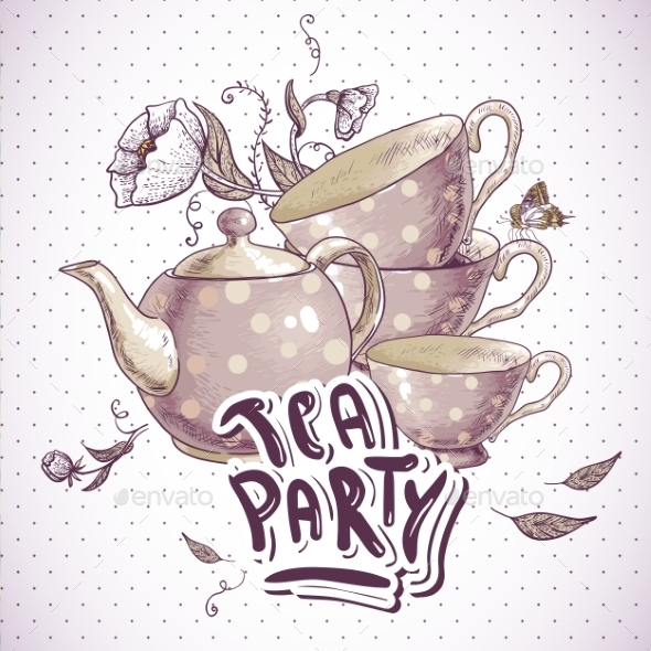GraphicRiver Tea Party Invitation Card with Tea Cups and Pot 8804830 GraphicRiver Tea Party Invitation Card with Tea Cups and Pot 8804830