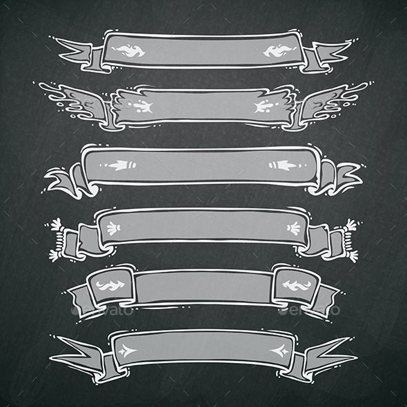 GraphicRiver Vintage Ribbons Set on Blackboard 8805086 GraphicRiver Vintage Ribbons Set on Blackboard 8805086