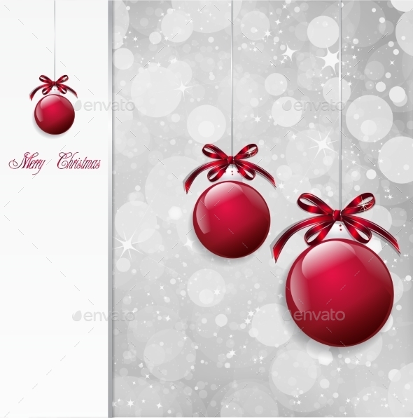 GraphicRiver Red Christmas Balls on Shiny Card Vector 8809359 GraphicRiver Red Christmas Balls on Shiny Card Vector 8809359