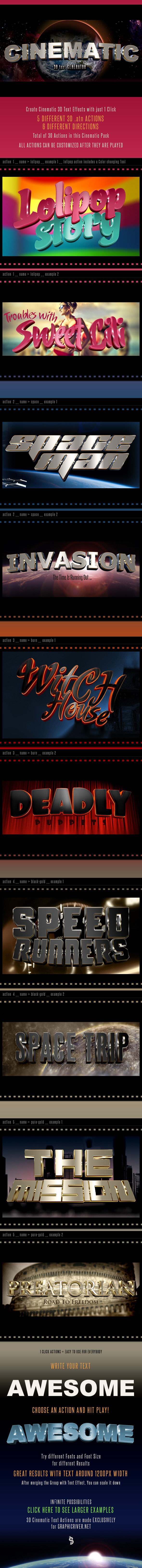 3D Cinematic Text Generator - Actions - Actions Photoshop