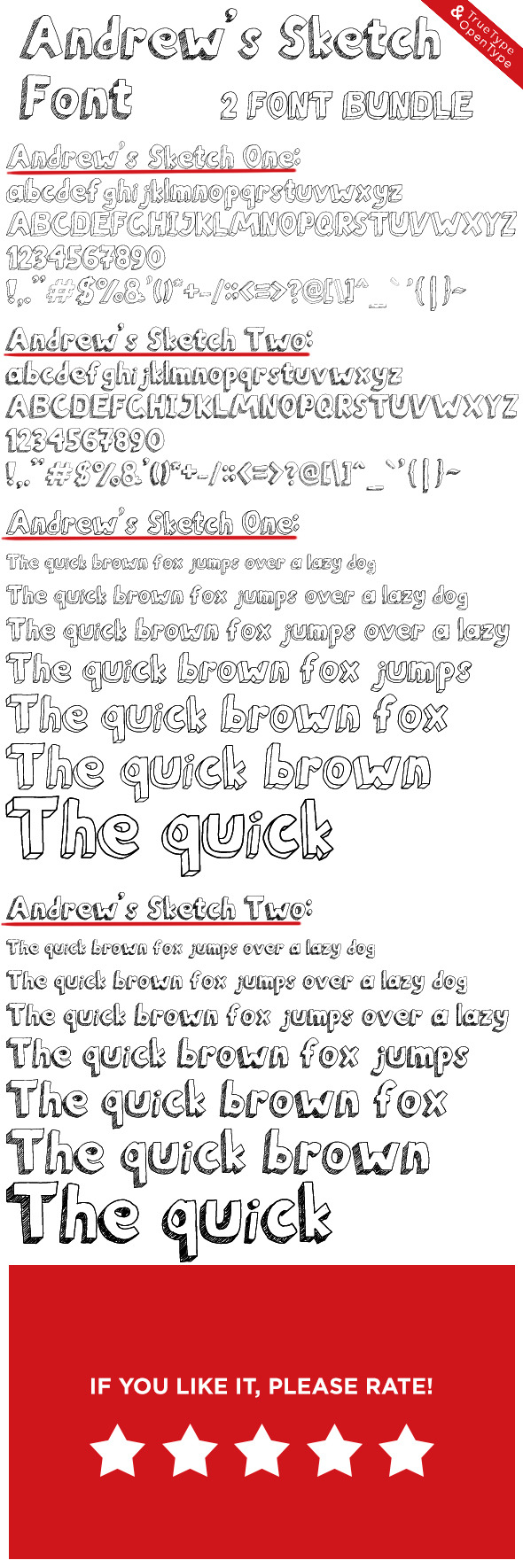 Andrew s Sketch Font One and Two Andrew s Sketch Font One and Two