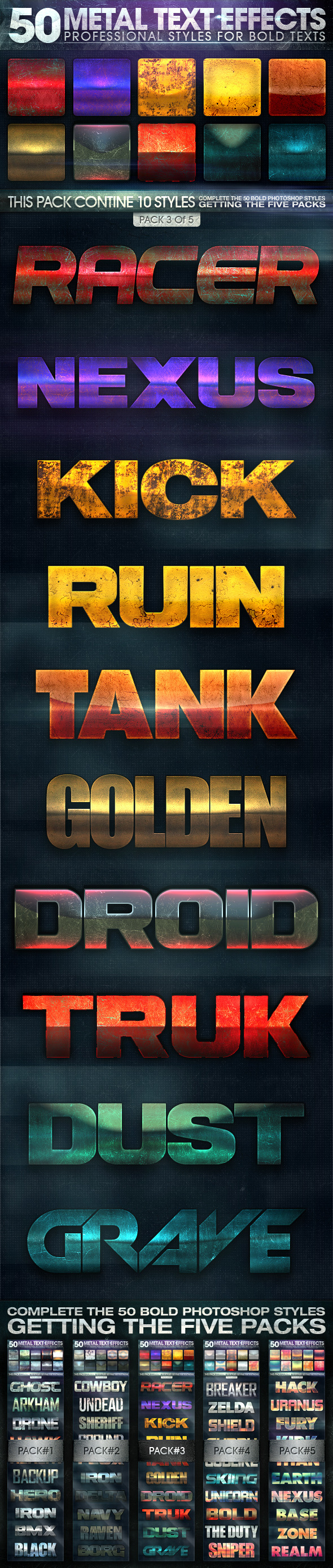 50 Metal Text Effects 3 of 5 50 Metal Text Effects 3 of 5