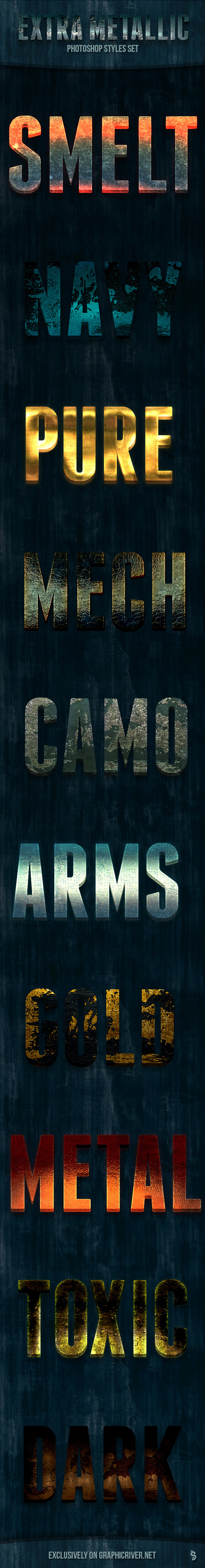 Extra Metallic Styles - Text Effects Styles