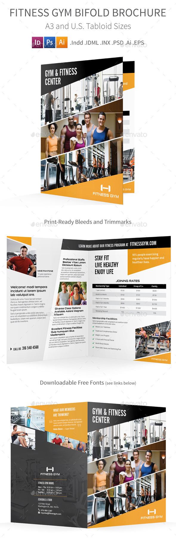 Fitness Gym Bifold / Halffold Brochure