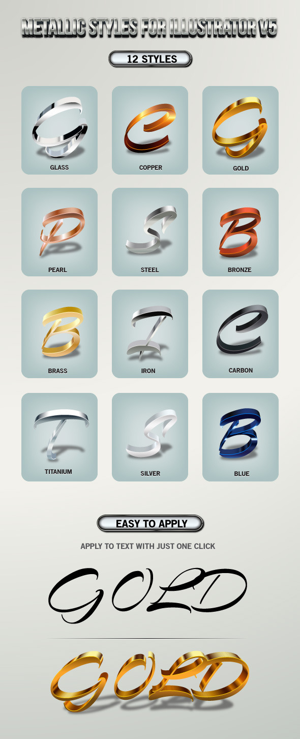 Metallic Styles for Illustrator V5 Metallic Styles for Illustrator V5