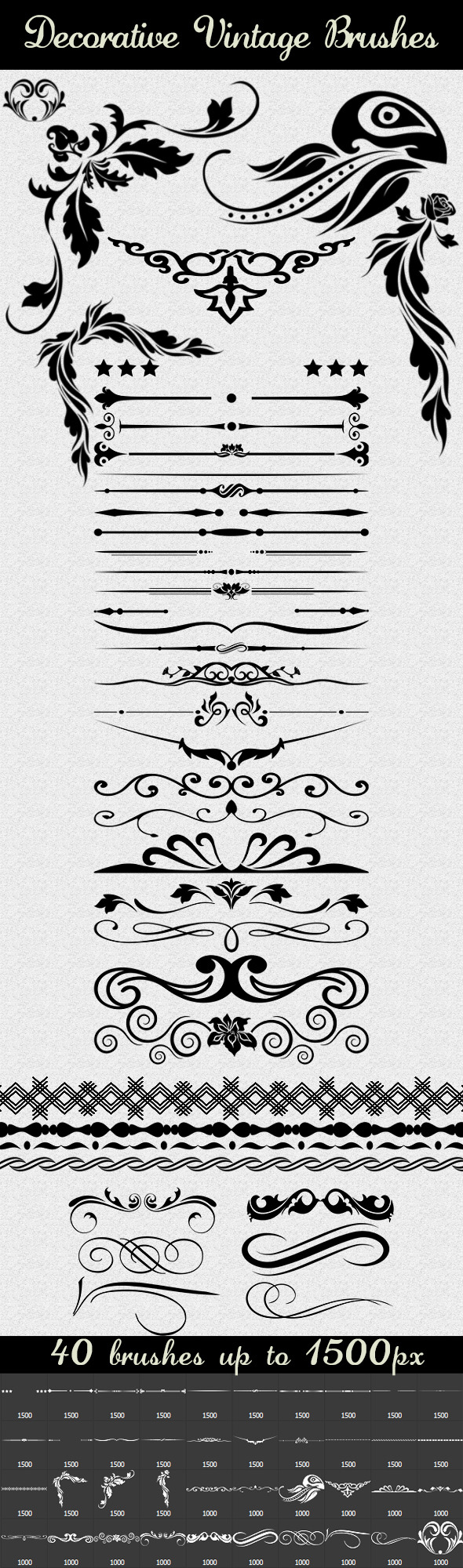 40 Decorative Vintage Brushes 40 Decorative Vintage Brushes