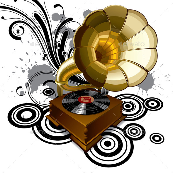 GraphicRiver Background with a Gramophone 8813473 GraphicRiver Background with a Gramophone 8813473