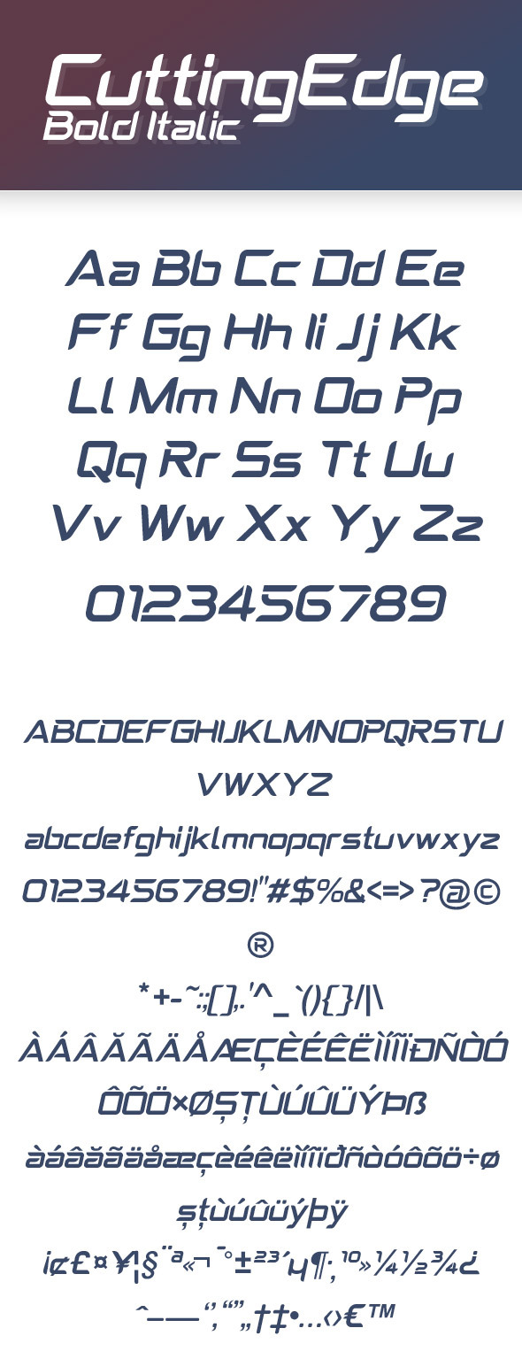 CuttingEdge Bold Italic - Condensed Sans-Serif