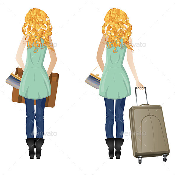 GraphicRiver Blonde Woman with Suitcase 8815350 GraphicRiver Blonde Woman with Suitcase 8815350