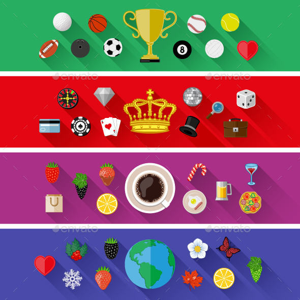 GraphicRiver Set of Nature Sports Food and Drinks Concepts 8816626 GraphicRiver Set of Nature Sports Food and Drinks Concepts 8816626