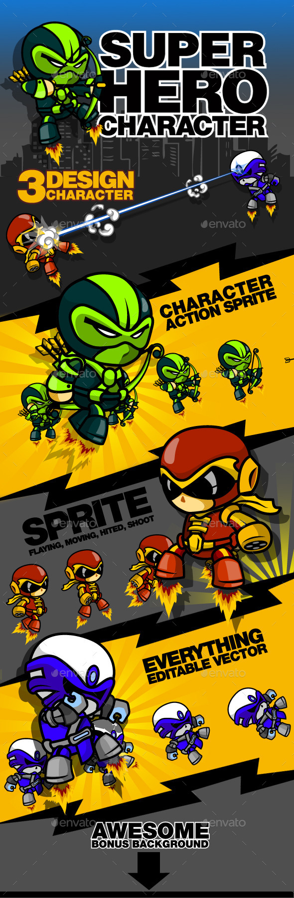 GraphicRiver 3 Super Hero Character 8816782 GraphicRiver 3 Super Hero Character 8816782