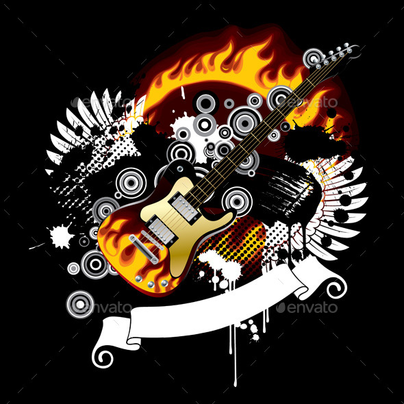 GraphicRiver Black Background with a Guitar 8817518 GraphicRiver Black Background with a Guitar 8817518