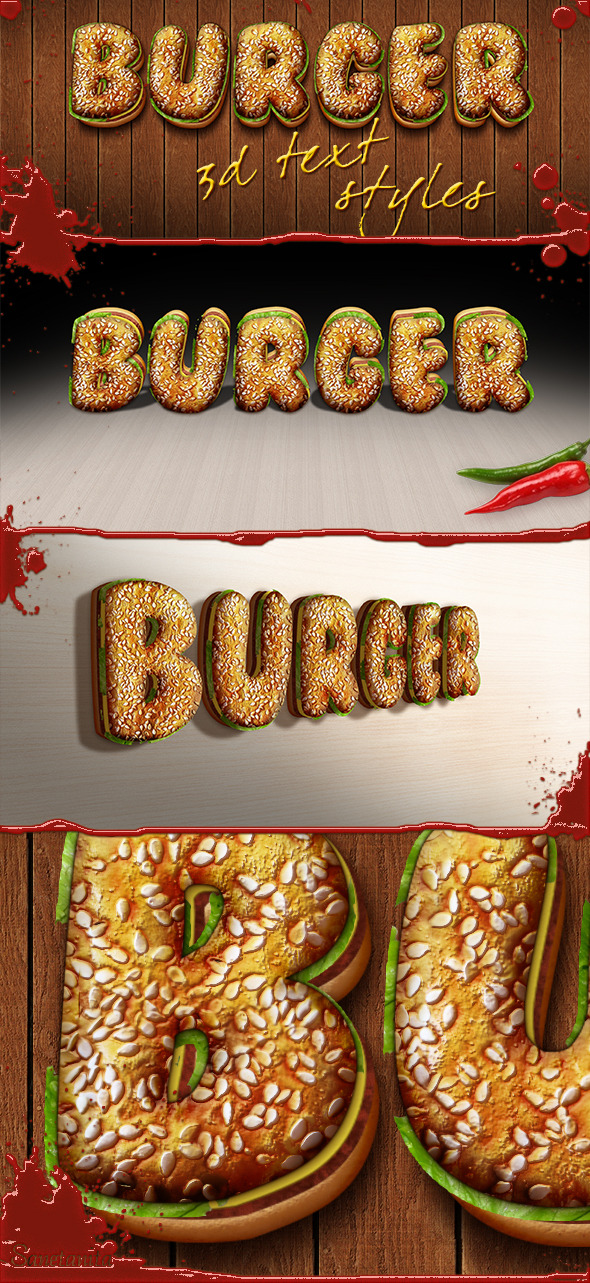 3D Burger Styles - Text Effects Styles