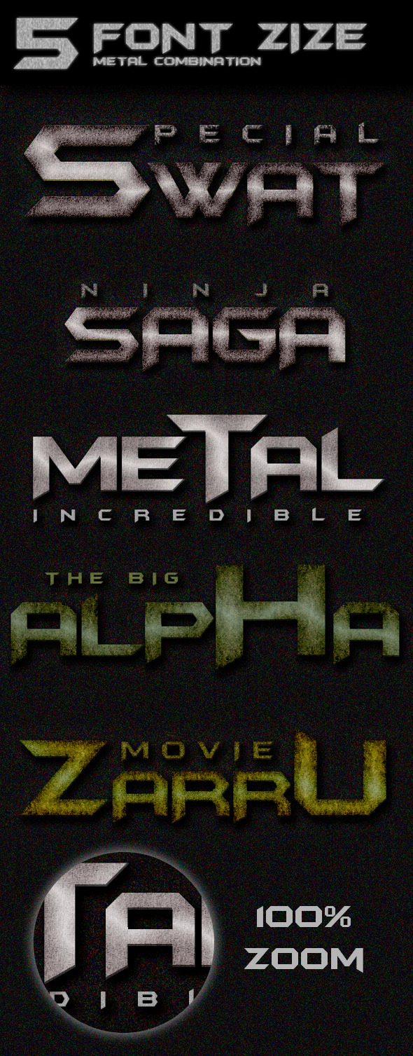 5 Font Size Metal Combination 5 Font Size Metal Combination