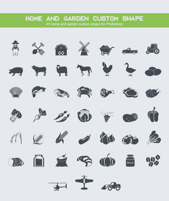 45 Home and Garden Custom Shape - Shapes Photoshop