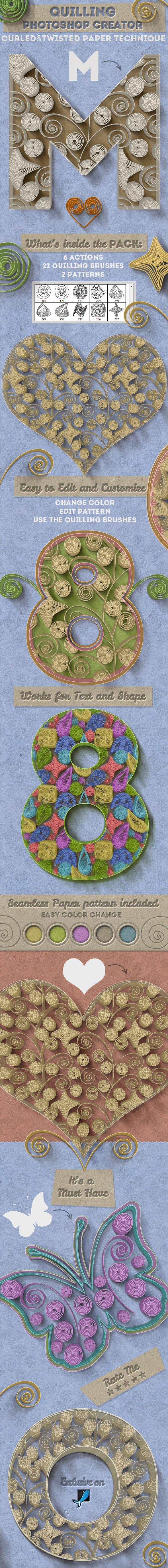 Quilling Paper Art Photoshop Creator - Utilities Actions