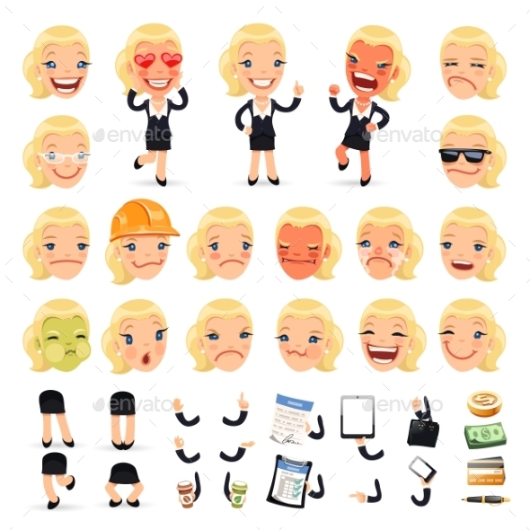 GraphicRiver Set of Cartoon Businesswoman Characters 8818486 GraphicRiver Set of Cartoon Businesswoman Characters 8818486