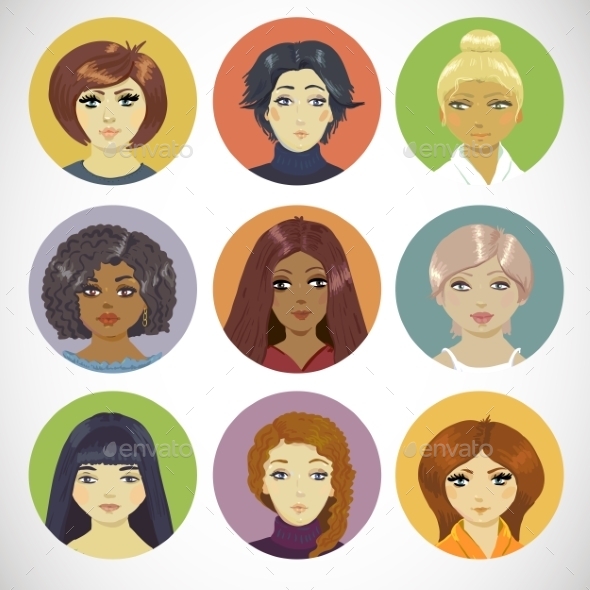GraphicRiver Set of Circle Female Icons 8818784 GraphicRiver Set of Circle Female Icons 8818784