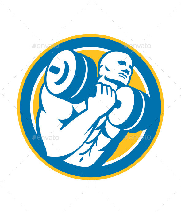 GraphicRiver Bodybuilder Lifting Dumbbell Circle 8819471 GraphicRiver Bodybuilder Lifting Dumbbell Circle 8819471