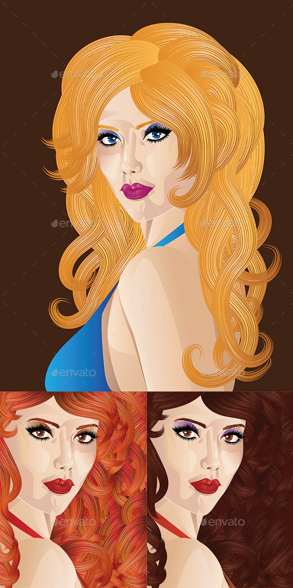 GraphicRiver Girl with Curly Hair 8821822 GraphicRiver Girl with Curly Hair 8821822
