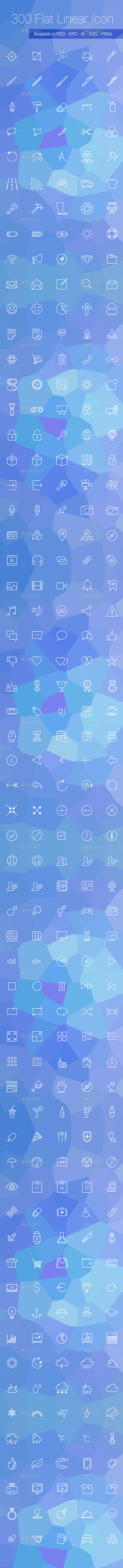 GraphicRiver 300 Flat Linear Icon Set 8826790 GraphicRiver 300 Flat Linear Icon Set 8826790