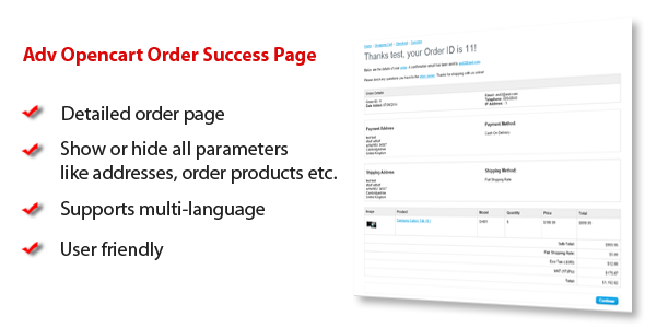 Adv Opencart Order Success Page Adv Opencart Order Success Page