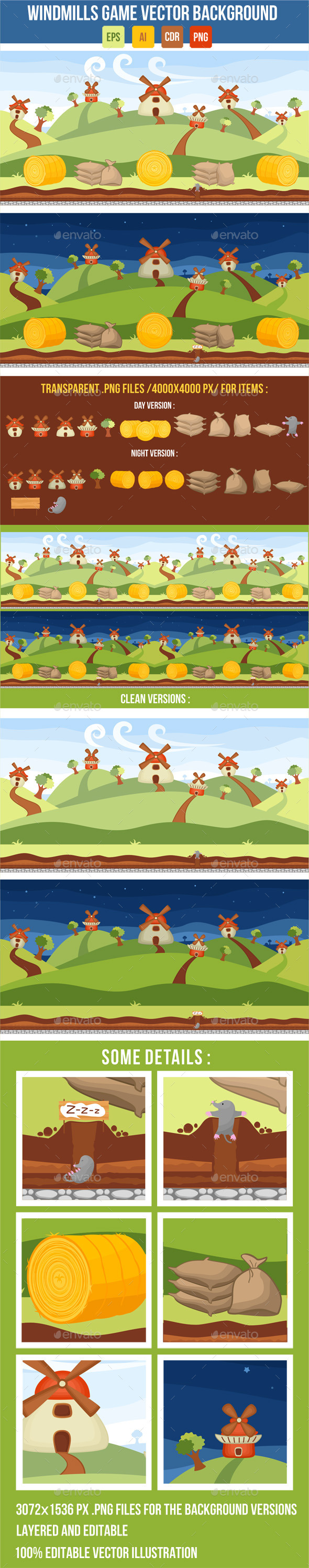 Windmills Vector Game Background Windmills Vector Game Background