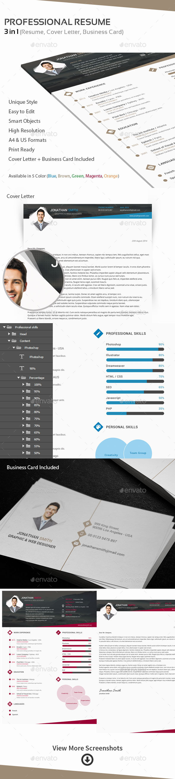 GraphicRiver Creative Resume & Cover Letter & Business Card 8833802 GraphicRiver Creative Resume & Cover Letter & Business Card 8833802