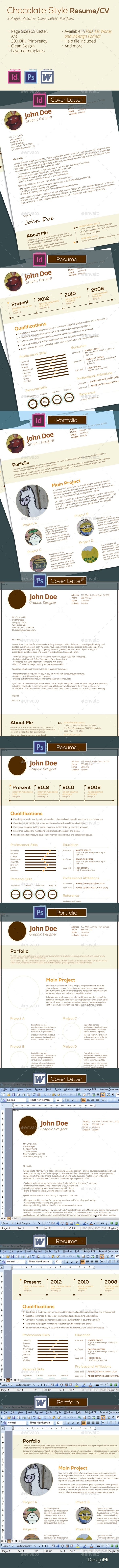 GraphicRiver Chocolate Style-3 Pages Resume Template CV 8830186 GraphicRiver Chocolate Style-3 Pages Resume Template CV 8830186