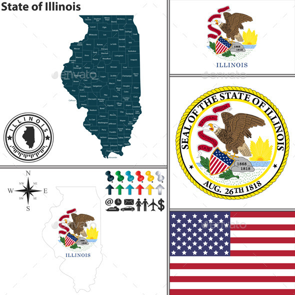 GraphicRiver Map of State Illinois USA 8839213 GraphicRiver Map of State Illinois USA 8839213