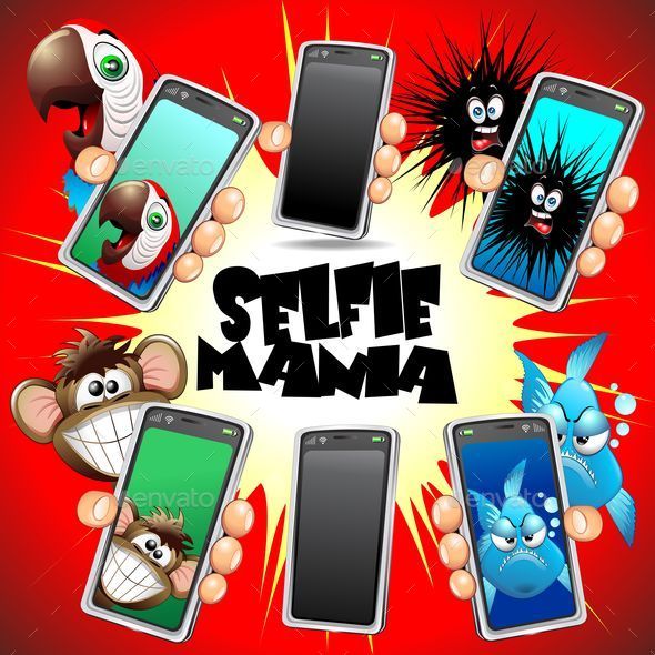 GraphicRiver Selfie Animals Cartoon Faces on Smartphone 8824858 GraphicRiver Selfie Animals Cartoon Faces on Smartphone 8824858