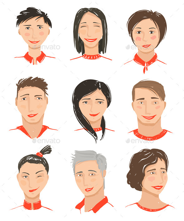 GraphicRiver Men and Women Hand Drawn Face Avatars Set 8840480 GraphicRiver Men and Women Hand Drawn Face Avatars Set 8840480