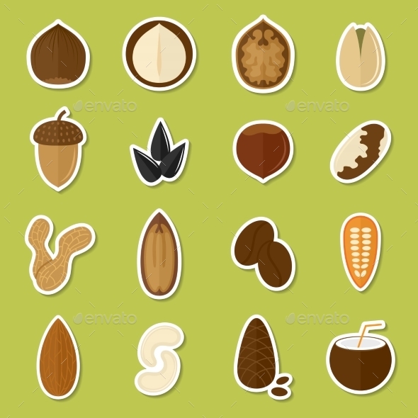 Nuts Stickers Set (Food)