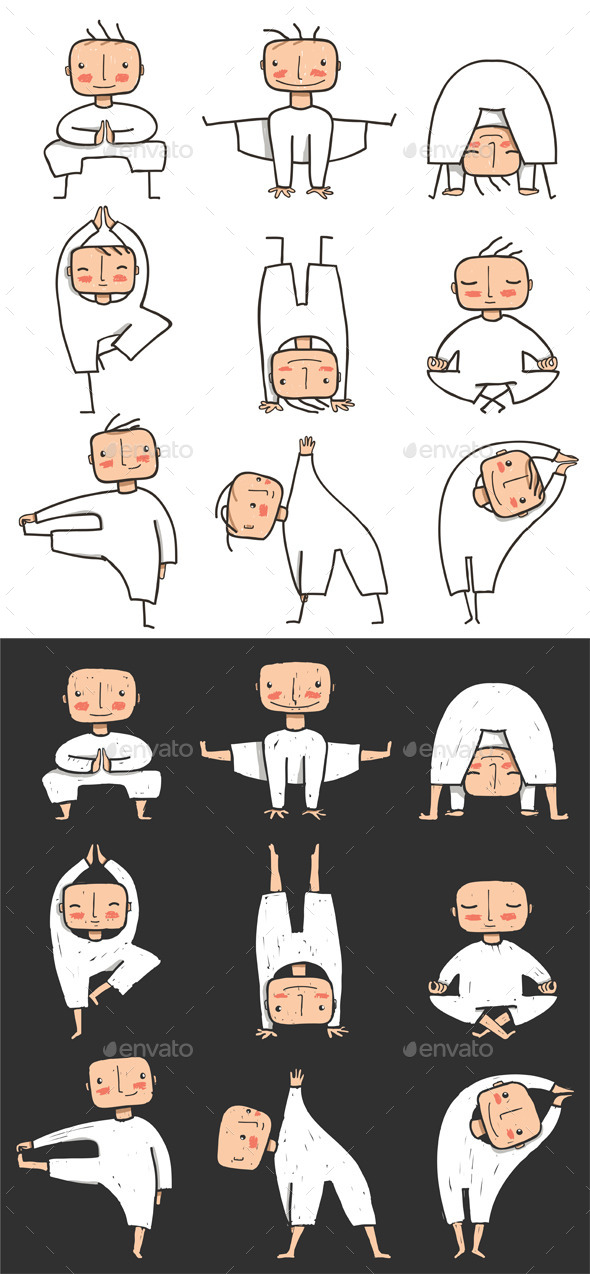 GraphicRiver Comic Yoga Man Collection 8841874 GraphicRiver Comic Yoga Man Collection 8841874