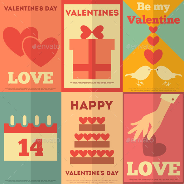 GraphicRiver Retro Valentines Posters Collection 8842344 GraphicRiver Retro Valentines Posters Collection 8842344