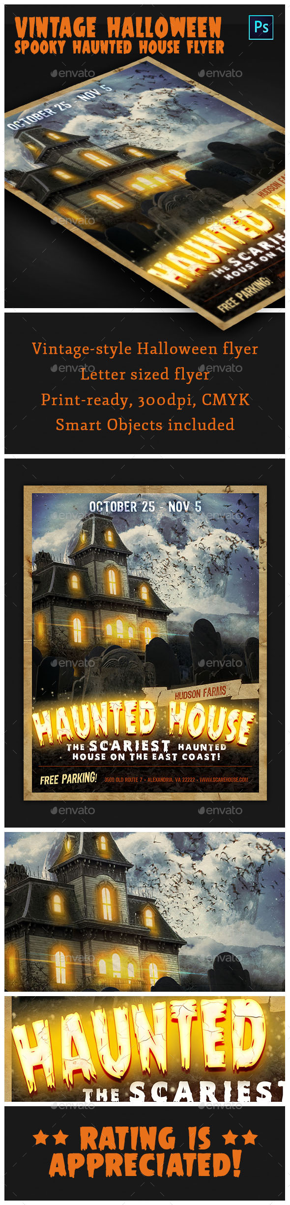 Vintage Halloween Flyer — Haunted House