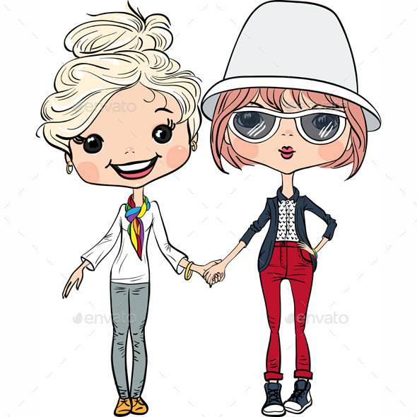 GraphicRiver Vector Hipster Girls 8843388 GraphicRiver Vector Hipster Girls 8843388