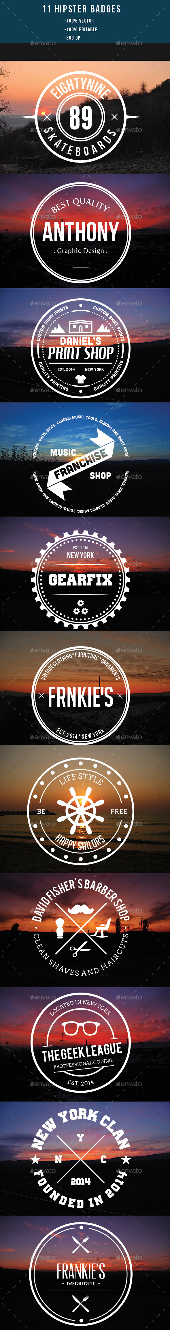 GraphicRiver 11 Hipster Badges 8843609 GraphicRiver 11 Hipster Badges 8843609