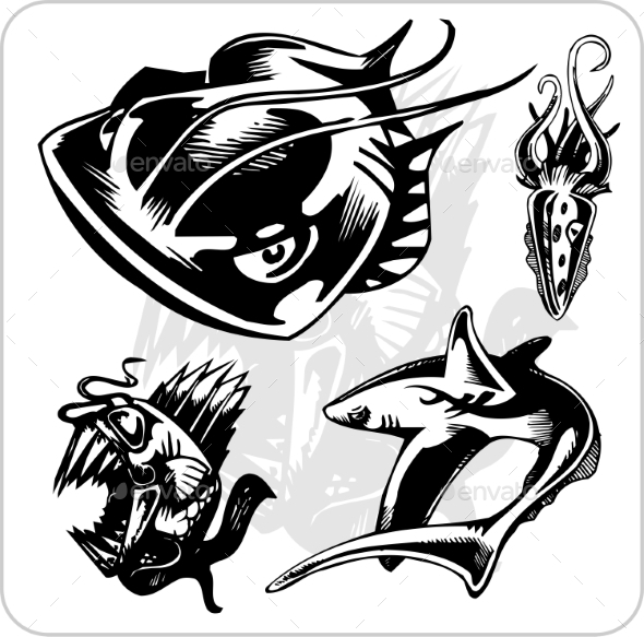 GraphicRiver Aggressive Marine Life Set 8847349 GraphicRiver Aggressive Marine Life Set 8847349