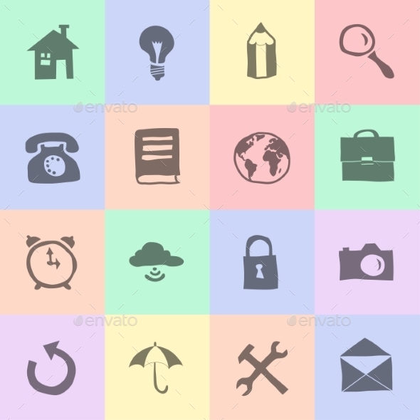 GraphicRiver Hand Drawn Flat Icons 8850330 GraphicRiver Hand Drawn Flat Icons 8850330