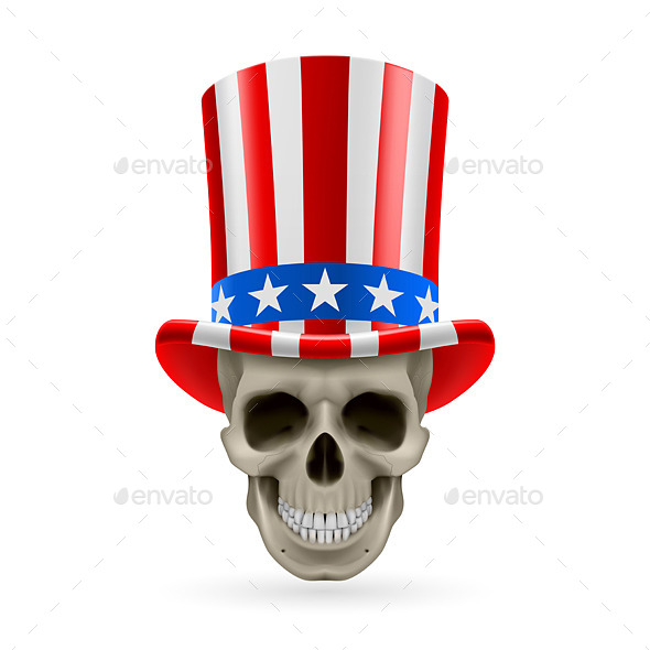 Human Skull with Uncle Sam Hat (Miscellaneous)