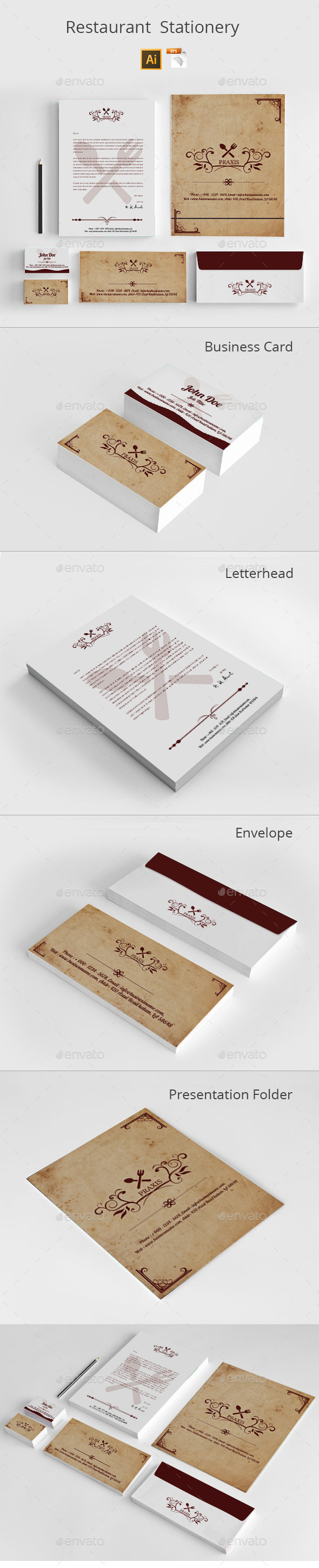 GraphicRiver Restaurant Stationery 8852510 GraphicRiver Restaurant Stationery 8852510
