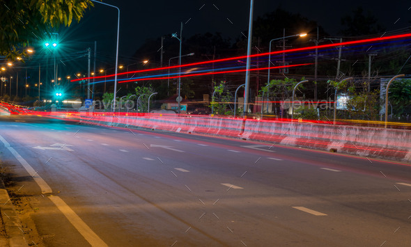 Long exposure photo of light trails on the street (Misc) Photo Download