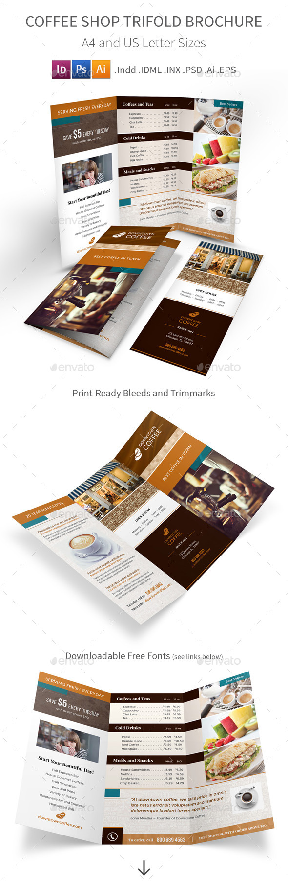 GraphicRiver Coffee Shop Trifold Brochure 8850010 GraphicRiver Coffee Shop Trifold Brochure 8850010