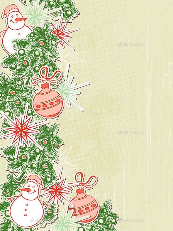 Christmas Background with Paper Decorations