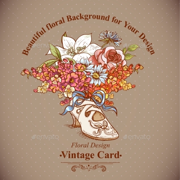 GraphicRiver Vintage Background with Flowers and Shoes 8864110 GraphicRiver Vintage Background with Flowers and Shoes 8864110