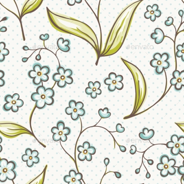 Beautiful Seamless Pattern with Forget-Me Not (Flowers & Plants)